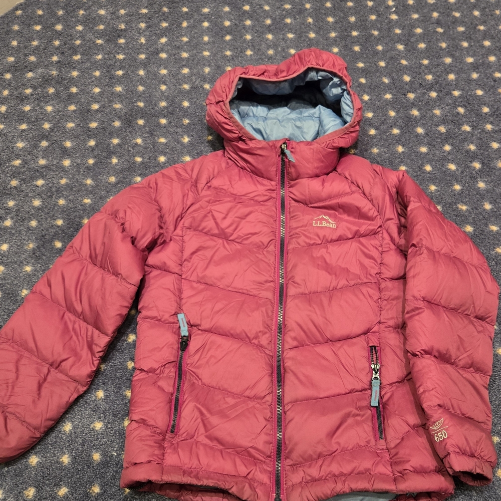 L.L. Bean Light Blue and Pink Puffer Jacket